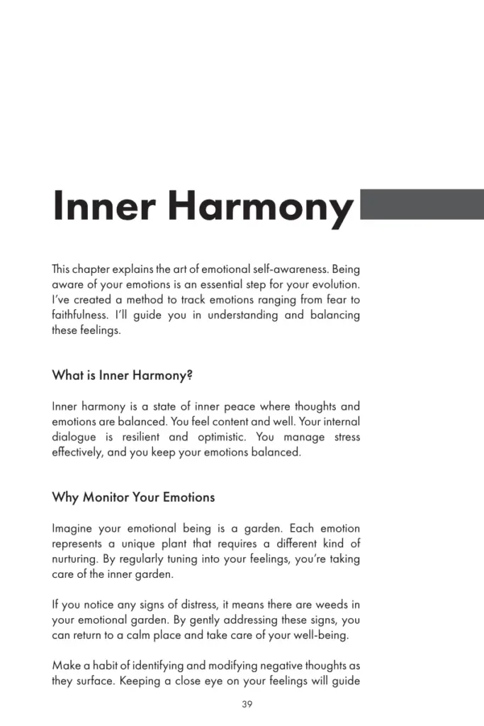 Inner Harmony chapter introduction page from the iAmEvolving Journal