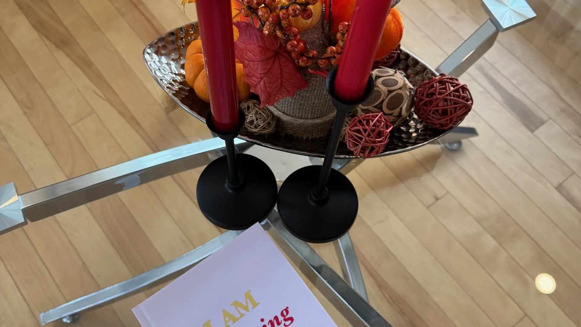 iAmEvolving Journal surrounded by cozy fall decorations, perfect Thanksgiving gift idea.