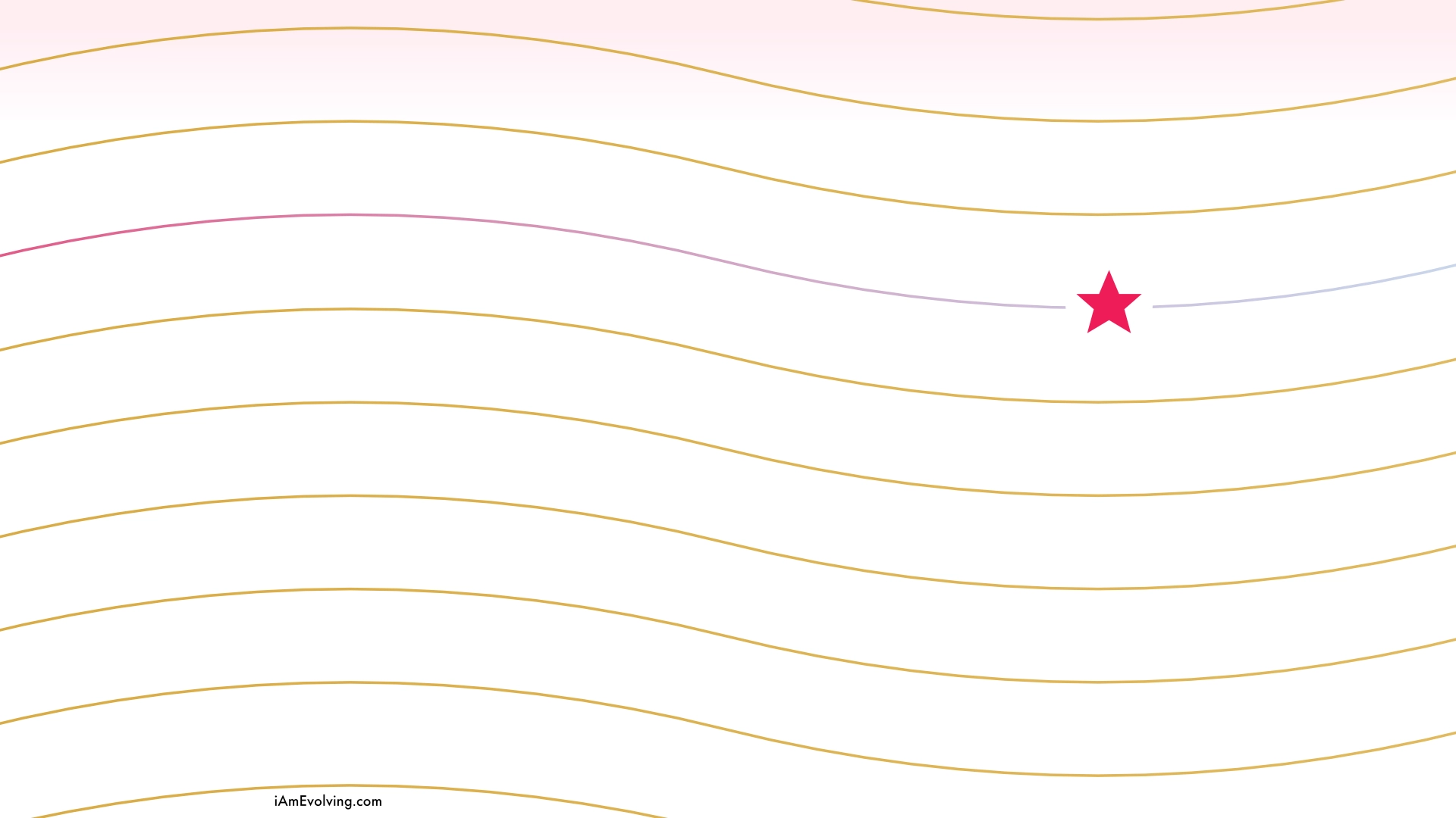 Illustration of the levels of energy and awareness with golden flowing lines and a red star symbolizing the North Star goal in the iAmEvolving Journal.