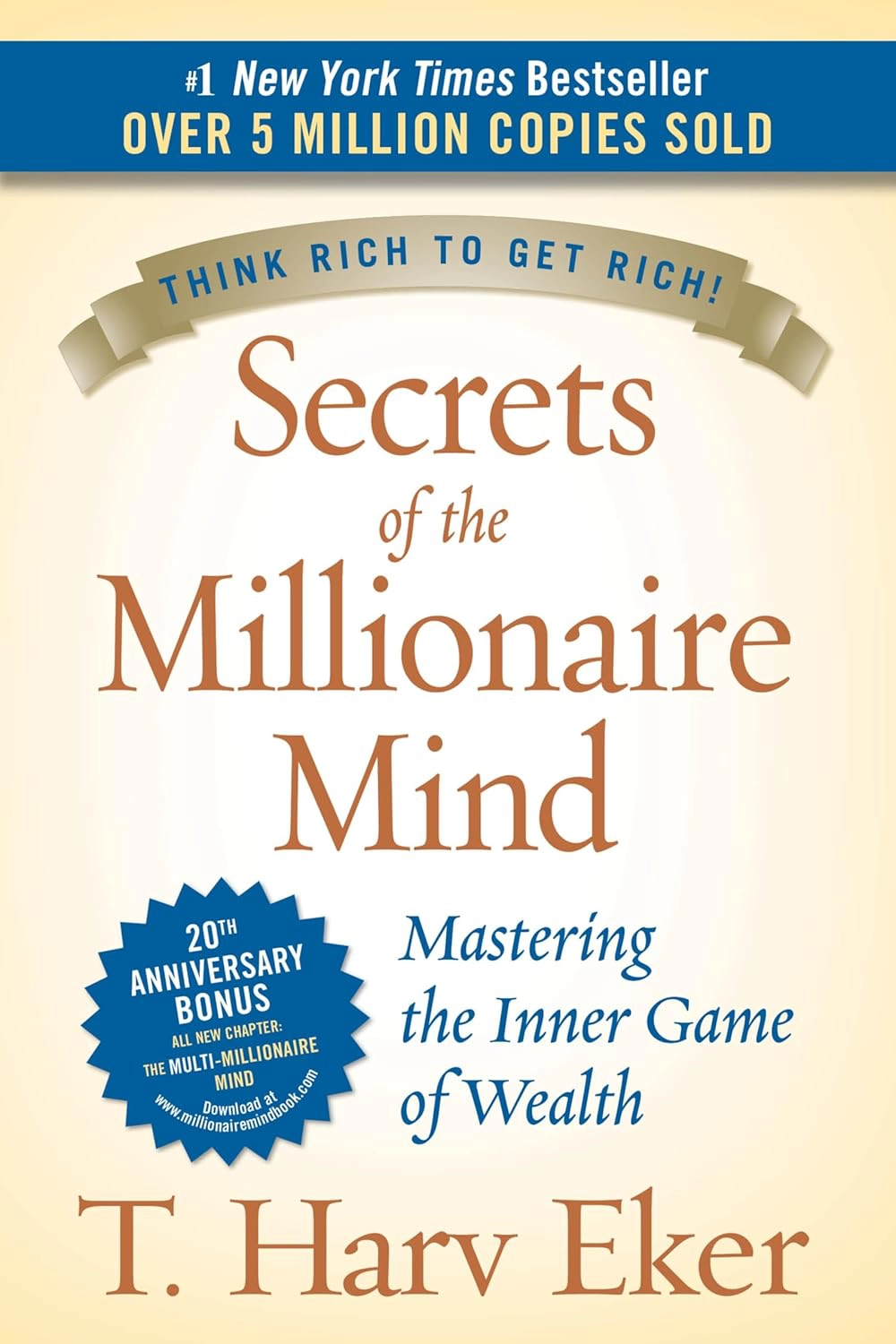 Secrets of the Millionaire Mind by T. Harv Eker book cover — identity and money mindset