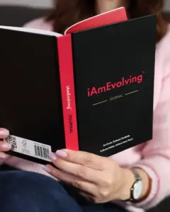 iAmEvolving Journal black edition held open