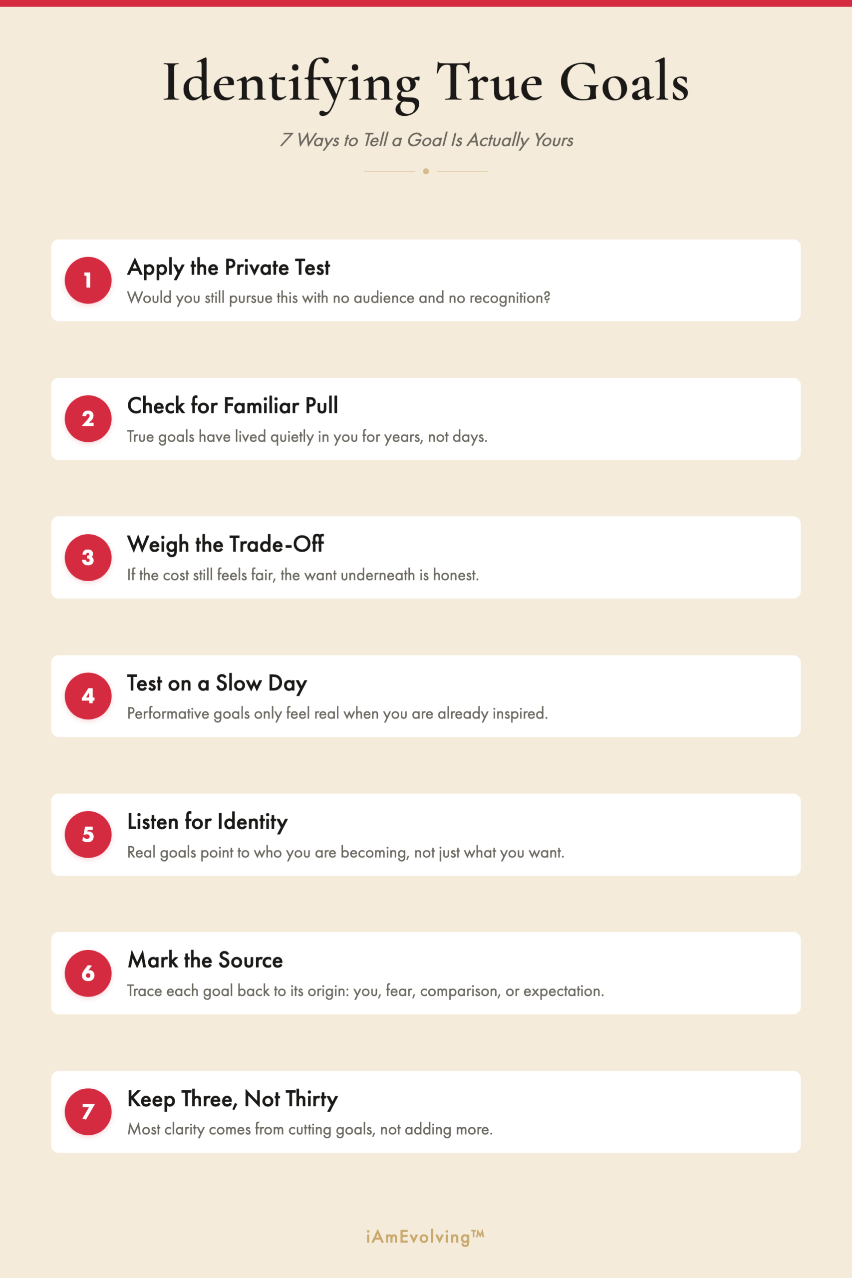 Identifying True Goals: 7 ways to tell a goal is actually yours infographic