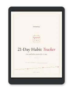 Free 21-Day Habit Tracker PDF cover: one small habit, practiced for 21 days