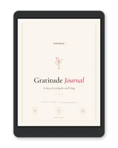 Free 30-Day Gratitude Journal PDF cover: 30 days of noticing the small things