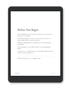 Before You Begin page from the free 30-day gratitude journal explaining the daily practice